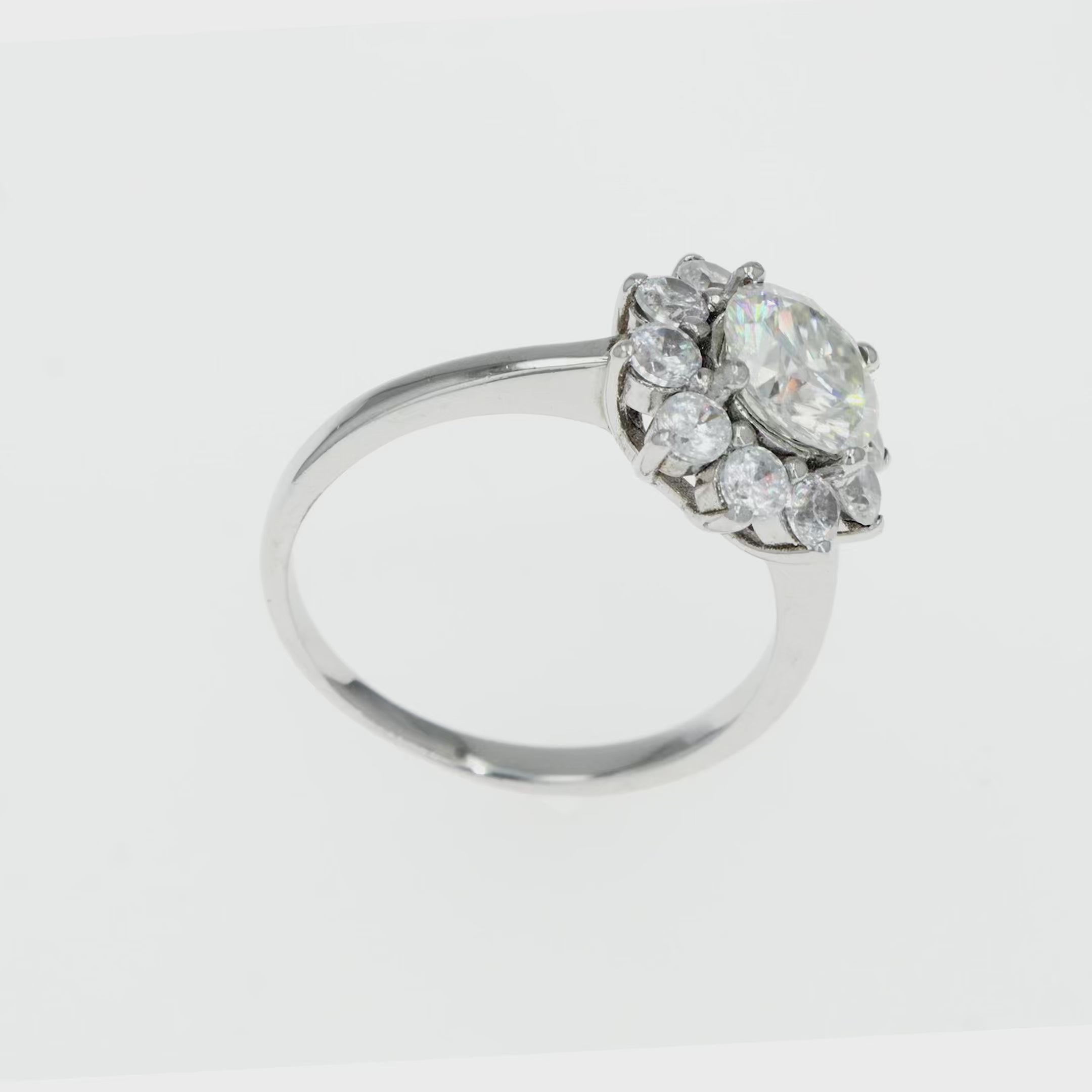 Diamond Inspired & Moissanite Round Cluster Ring